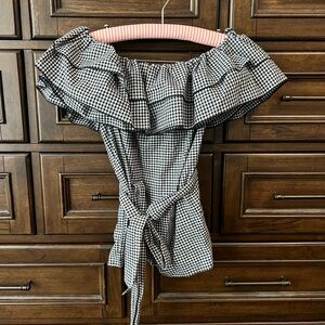 Who What Wear Gingham Off-Shoulder Blouse
